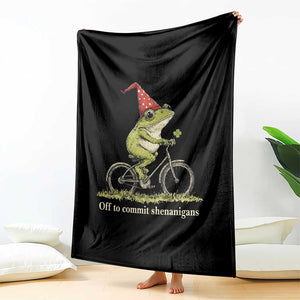 Funny Frog St Patricks Day Throw Blanket Off To Commit Shenanigans Four Leaf Clover TS11 Print Your Wear