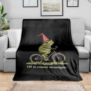 Funny Frog St Patricks Day Throw Blanket Off To Commit Shenanigans Four Leaf Clover TS11 Print Your Wear
