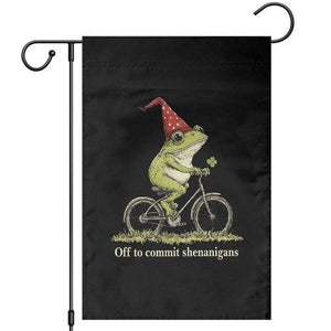 Funny Frog St Patricks Day Garden Flag Off To Commit Shenanigans Four Leaf Clover TS11 Black Print Your Wear