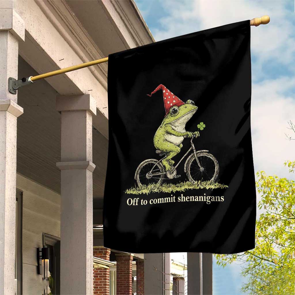 Funny Frog St Patricks Day Garden Flag Off To Commit Shenanigans Four Leaf Clover TS11 Print Your Wear