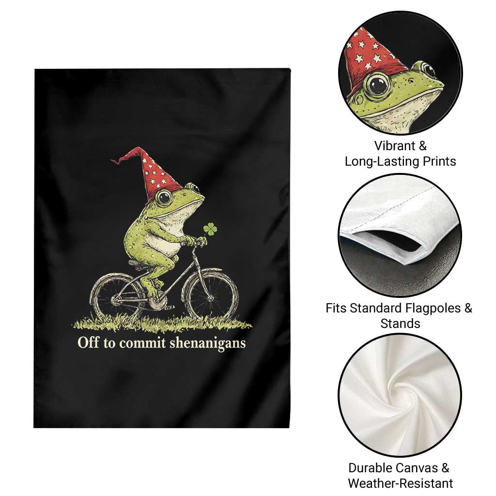 Funny Frog St Patricks Day Garden Flag Off To Commit Shenanigans Four Leaf Clover TS11 Print Your Wear