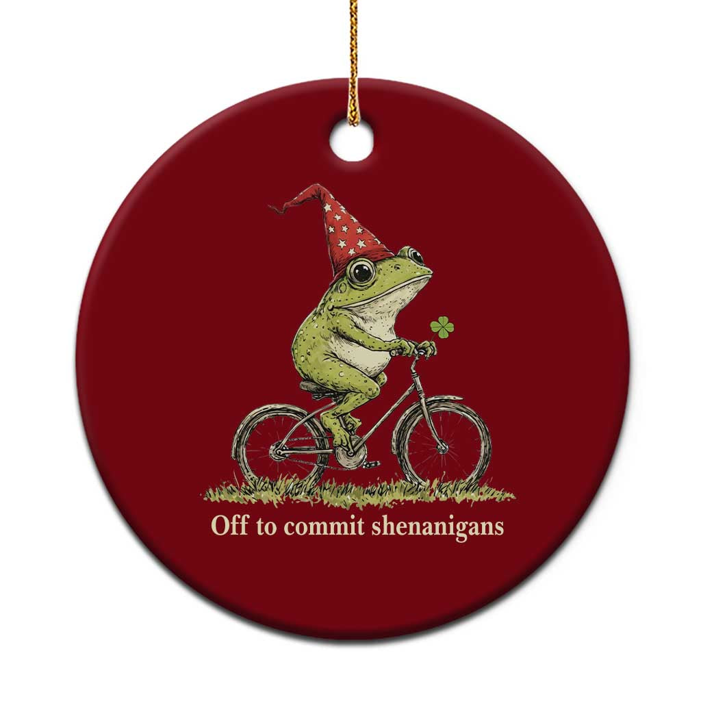 Funny Frog St Patricks Day Ceramic Ornament Off To Commit Shenanigans Four Leaf Clover TS11 1pc Red Print Your Wear