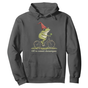 Funny Frog St Patricks Day Hoodie Off To Commit Shenanigans Four Leaf Clover TS11 Dark Heather Print Your Wear