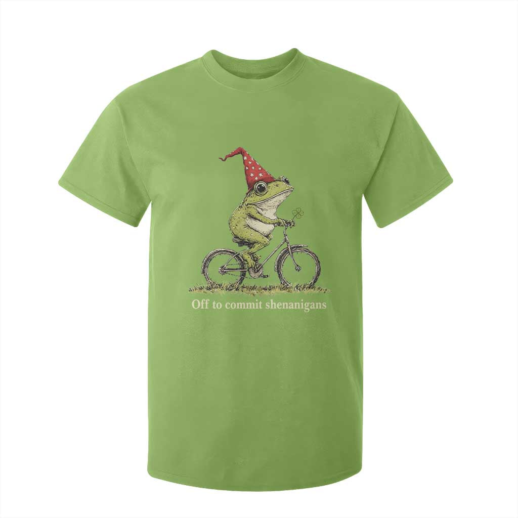 Funny Frog St Patricks Day T Shirt For Kid Off To Commit Shenanigans Four Leaf Clover TS11 Lime Print Your Wear