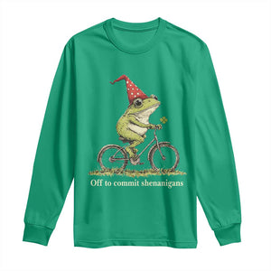 Funny Frog St Patricks Day Long Sleeve Shirt Off To Commit Shenanigans Four Leaf Clover TS11 Irish Green Print Your Wear