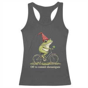 Funny Frog St Patricks Day Racerback Tank Top Off To Commit Shenanigans Four Leaf Clover TS11 Dark Heather Print Your Wear