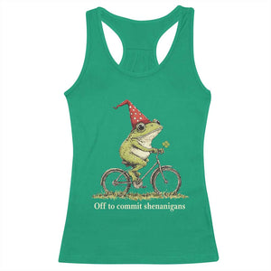 Funny Frog St Patricks Day Racerback Tank Top Off To Commit Shenanigans Four Leaf Clover TS11 Irish Green Print Your Wear