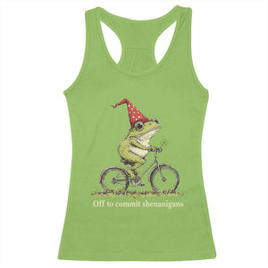 Funny Frog St Patricks Day Racerback Tank Top Off To Commit Shenanigans Four Leaf Clover TS11 Lime Print Your Wear