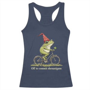 Funny Frog St Patricks Day Racerback Tank Top Off To Commit Shenanigans Four Leaf Clover TS11 Navy Print Your Wear