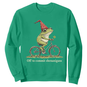 Funny Frog St Patricks Day Sweatshirt Off To Commit Shenanigans Four Leaf Clover TS11 Irish Green Print Your Wear