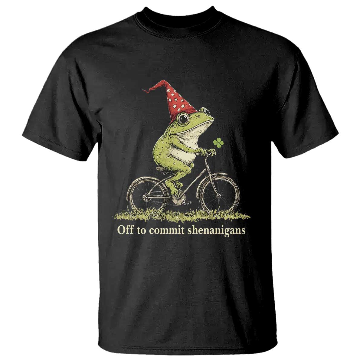 Funny Frog St Patricks Day T Shirt Off To Commit Shenanigans Four Leaf Clover TS11 Black Print Your Wear
