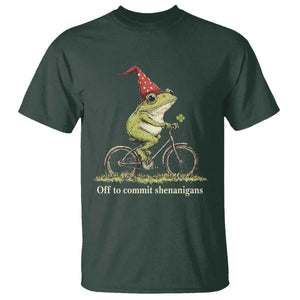 Funny Frog St Patricks Day T Shirt Off To Commit Shenanigans Four Leaf Clover TS11 Dark Forest Green Print Your Wear