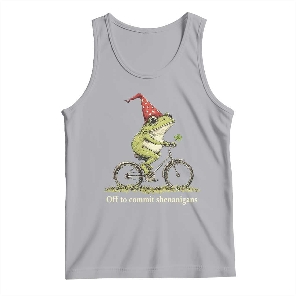 Funny Frog St Patricks Day Tank Top Off To Commit Shenanigans Four Leaf Clover TS11 Athletic Heather Print Your Wear