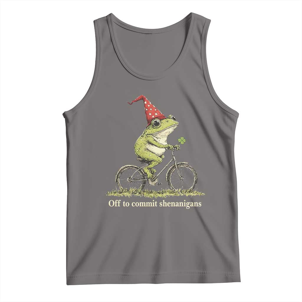 Funny Frog St Patricks Day Tank Top Off To Commit Shenanigans Four Leaf Clover TS11 Deep Heather Print Your Wear
