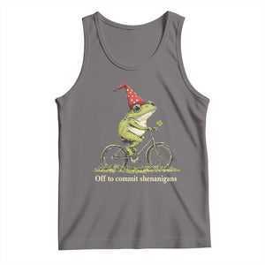 Funny Frog St Patricks Day Tank Top Off To Commit Shenanigans Four Leaf Clover TS11 Deep Heather Print Your Wear