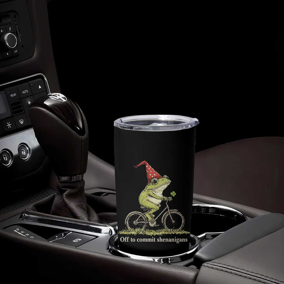 Funny Frog St Patricks Day Tumbler Cup Off To Commit Shenanigans Four Leaf Clover TS11 Print Your Wear