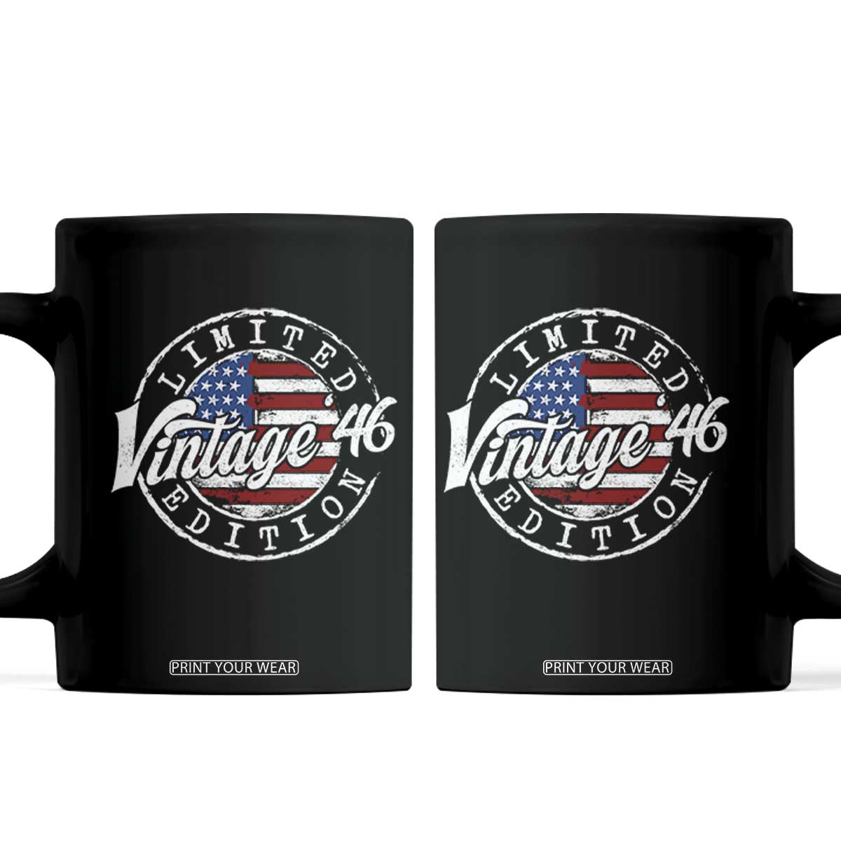 Funny 80th Birthday Coffee Mug Vintage 1946 Stamp 80 Years Old American Flag TS11 Black Print Your Wear
