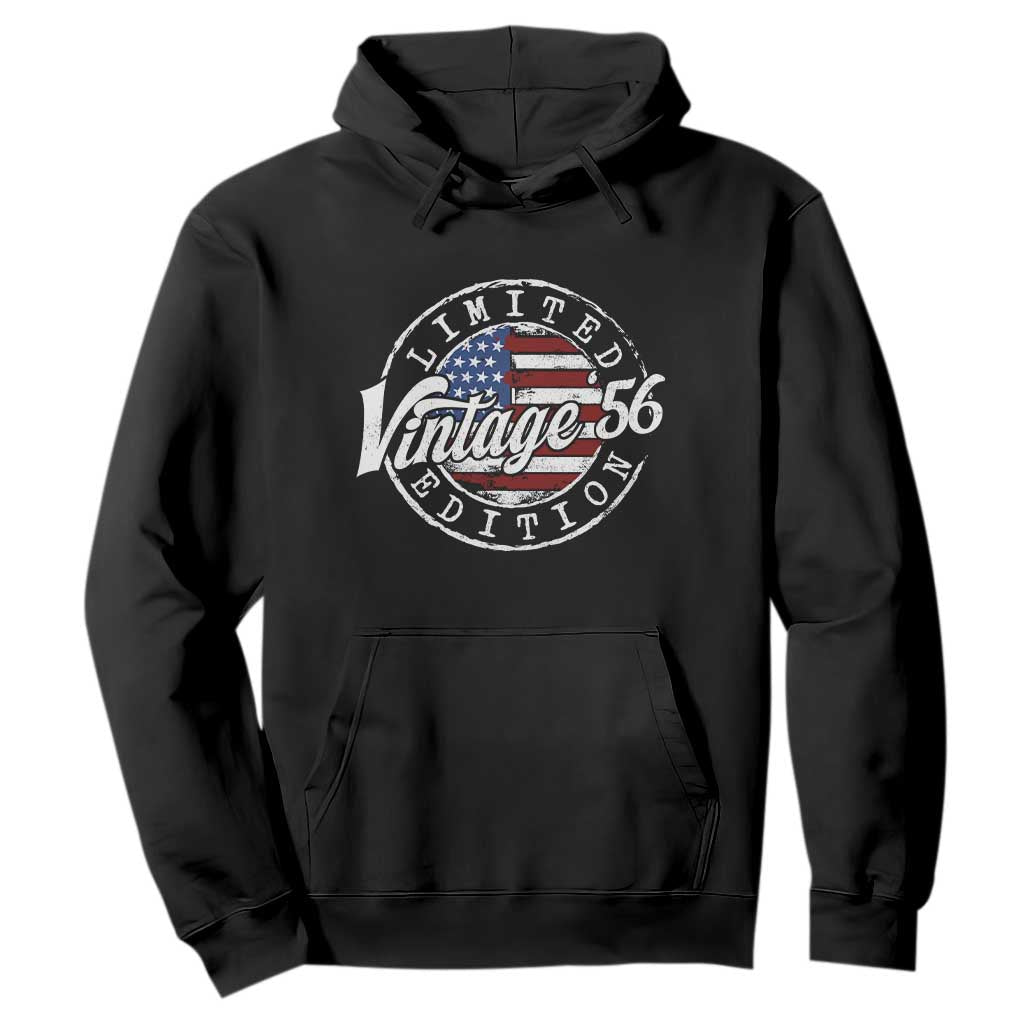 Funny 70th Birthday Hoodie Vintage 1956 Stamp 70 Years Old American Flag TS11 Black Print Your Wear