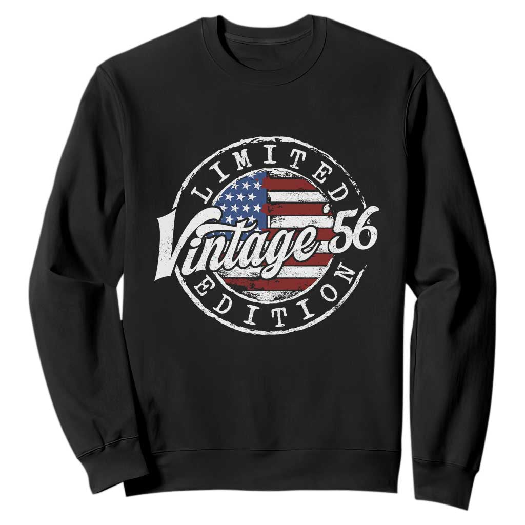 Funny 70th Birthday Sweatshirt Vintage 1956 Stamp 70 Years Old American Flag TS11 Black Print Your Wear