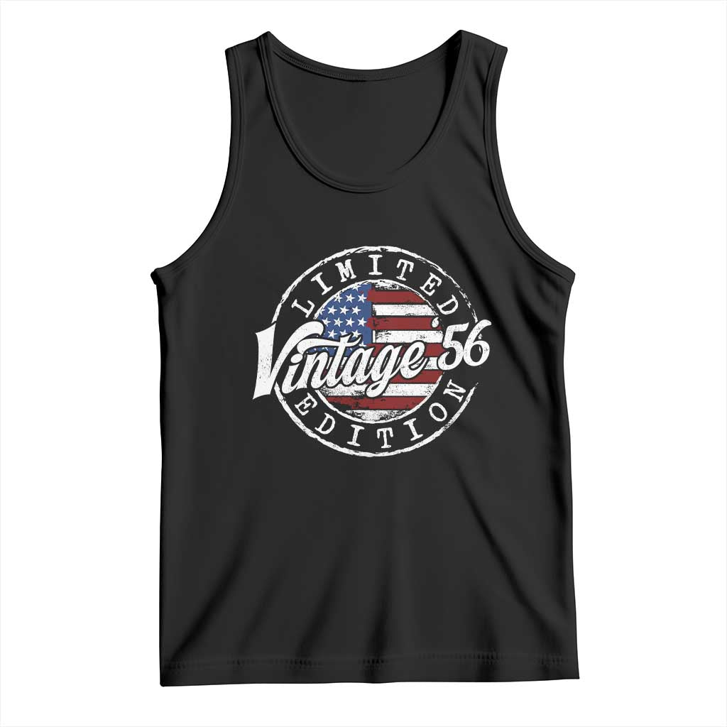 Funny 70th Birthday Tank Top Vintage 1956 Stamp 70 Years Old American Flag TS11 Black Print Your Wear