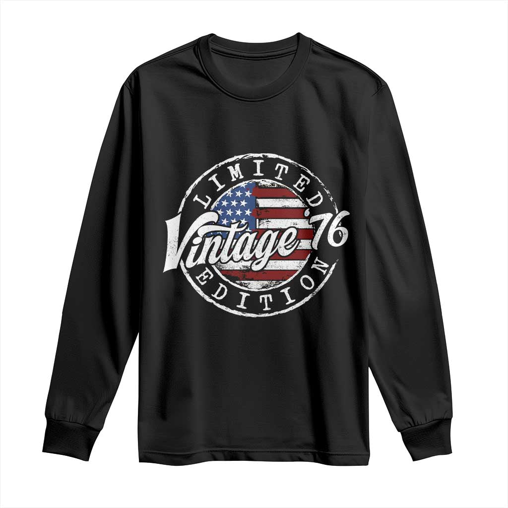 Funny 50th Birthday Long Sleeve Shirt Vintage 1976 Stamp 50 Years Old American Flag TS11 Black Print Your Wear