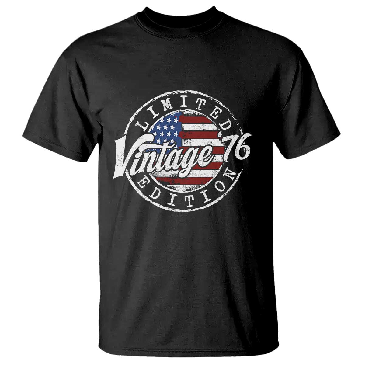 Funny 50th Birthday T Shirt Vintage 1976 Stamp 50 Years Old American Flag TS11 Black Print Your Wear
