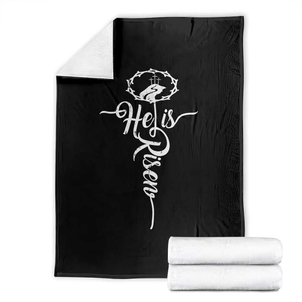 Easter He Is Risen Throw Blanket Christian Easter Day Religious Cross TS11 Black Print Your Wear
