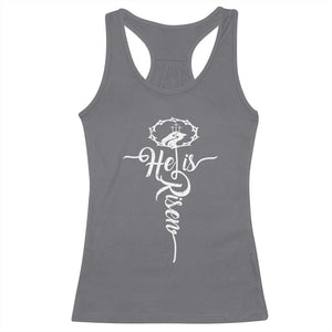 Easter He Is Risen Racerback Tank Top Christian Easter Day Religious Cross TS11 Charcoal Print Your Wear