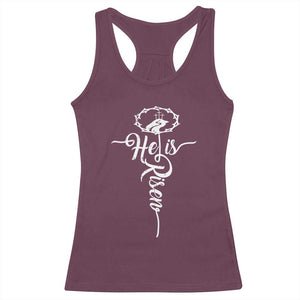 Easter He Is Risen Racerback Tank Top Christian Easter Day Religious Cross TS11 Maroon Print Your Wear