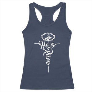 Easter He Is Risen Racerback Tank Top Christian Easter Day Religious Cross TS11 Navy Print Your Wear