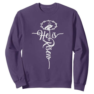 Easter He Is Risen Sweatshirt Christian Easter Day Religious Cross TS11 Purple Print Your Wear