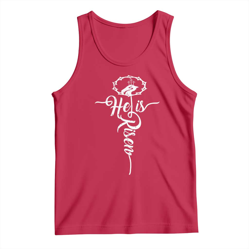 Easter He Is Risen Tank Top Christian Easter Day Religious Cross TS11 Red Print Your Wear
