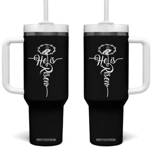Easter He Is Risen Tumbler With Handle Christian Easter Day Religious Cross TS11 One Size: 40 oz Black Print Your Wear