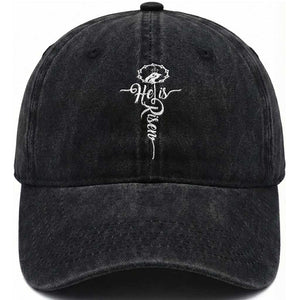 Easter He Is Risen Washed Cotton Baseball Cap Christian Easter Day Religious Cross TS11 Washed Cap Universal Fit Black Print Your Wear
