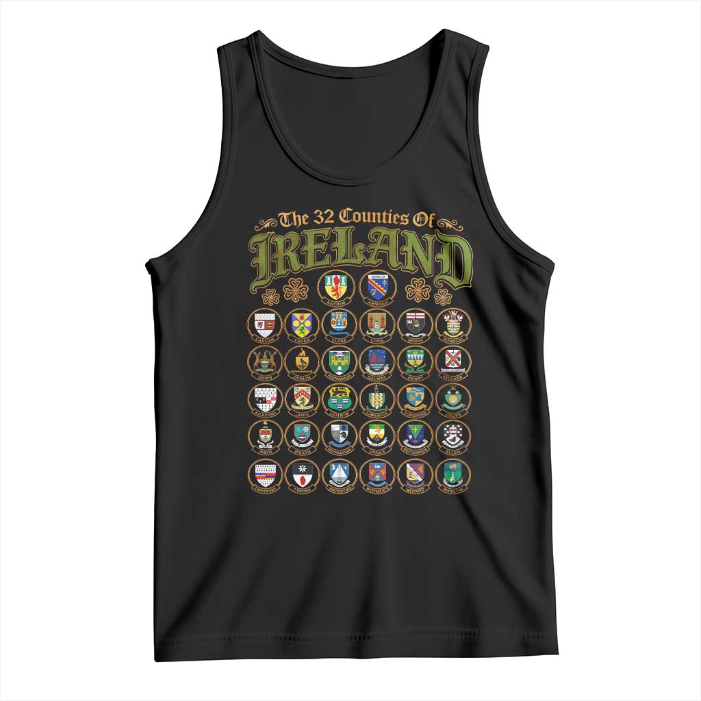 The 32 Counties Of Ireland Tank Top Irish Pride Heritage Vintage Celtic Shamrock TS11 Black Print Your Wear