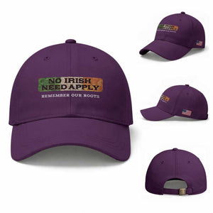 No Irish Need Apply Remember Our Roots Baseball Cap Celtic Pride History TS11 Baseball Cap Universal Fit Purple Print Your Wear
