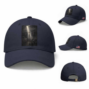 Jesus Christ Crucifixion Scene Religious Christian Easter Baseball Cap TS11 Baseball Cap Universal Fit Navy Print Your Wear