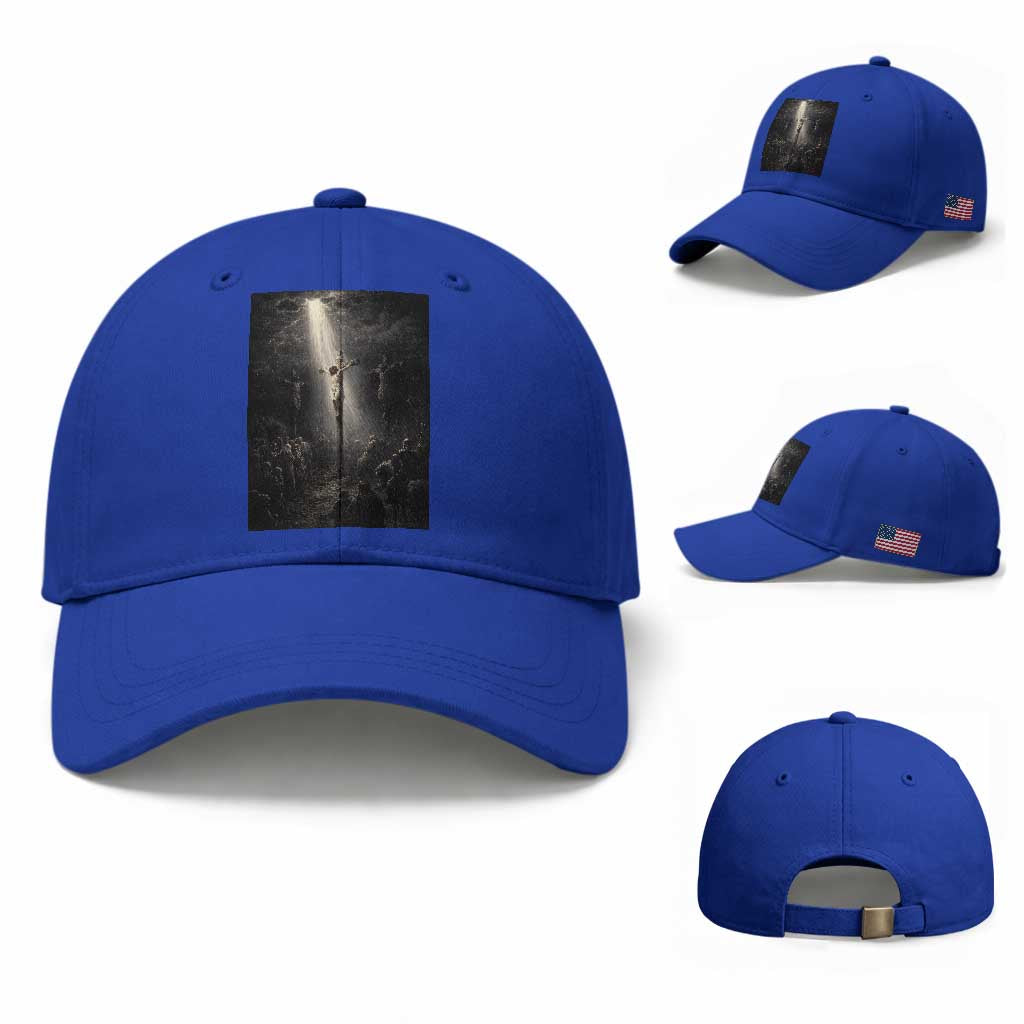 Jesus Christ Crucifixion Scene Religious Christian Easter Baseball Cap TS11 Baseball Cap Universal Fit Royal Blue Print Your Wear