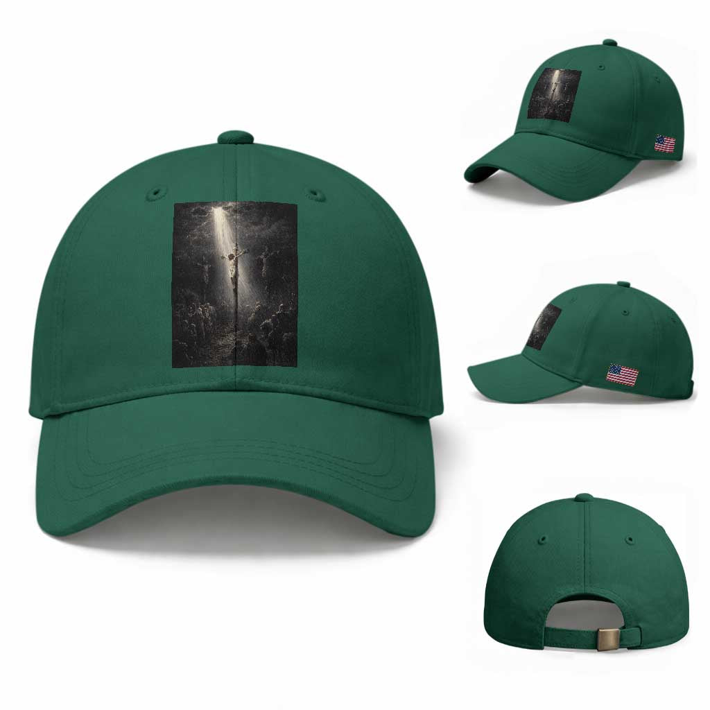 Jesus Christ Crucifixion Scene Religious Christian Easter Baseball Cap TS11 Baseball Cap Universal Fit Irish Green Print Your Wear