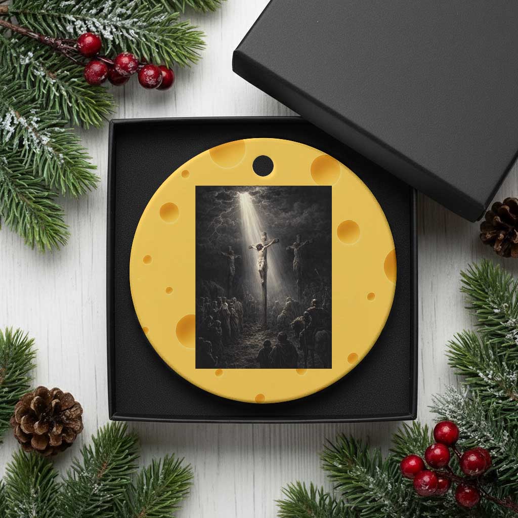 Jesus Christ Crucifixion Scene Religious Christian Easter Ceramic Ornament TS11 1pc Yellow Cheese Print Your Wear