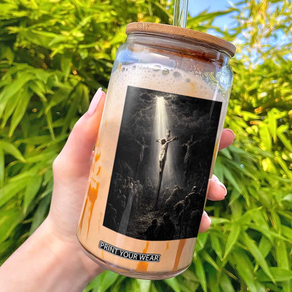 Jesus Christ Crucifixion Scene Religious Christian Easter Glass Can TS11 Black Print Your Wear