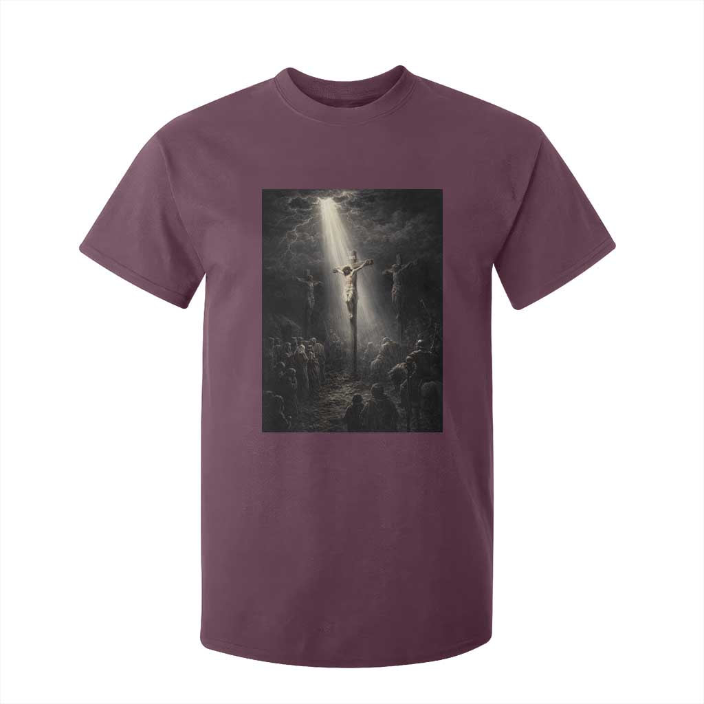 Jesus Christ Crucifixion Scene Religious Christian Easter T Shirt For Kid TS11 Maroon Print Your Wear