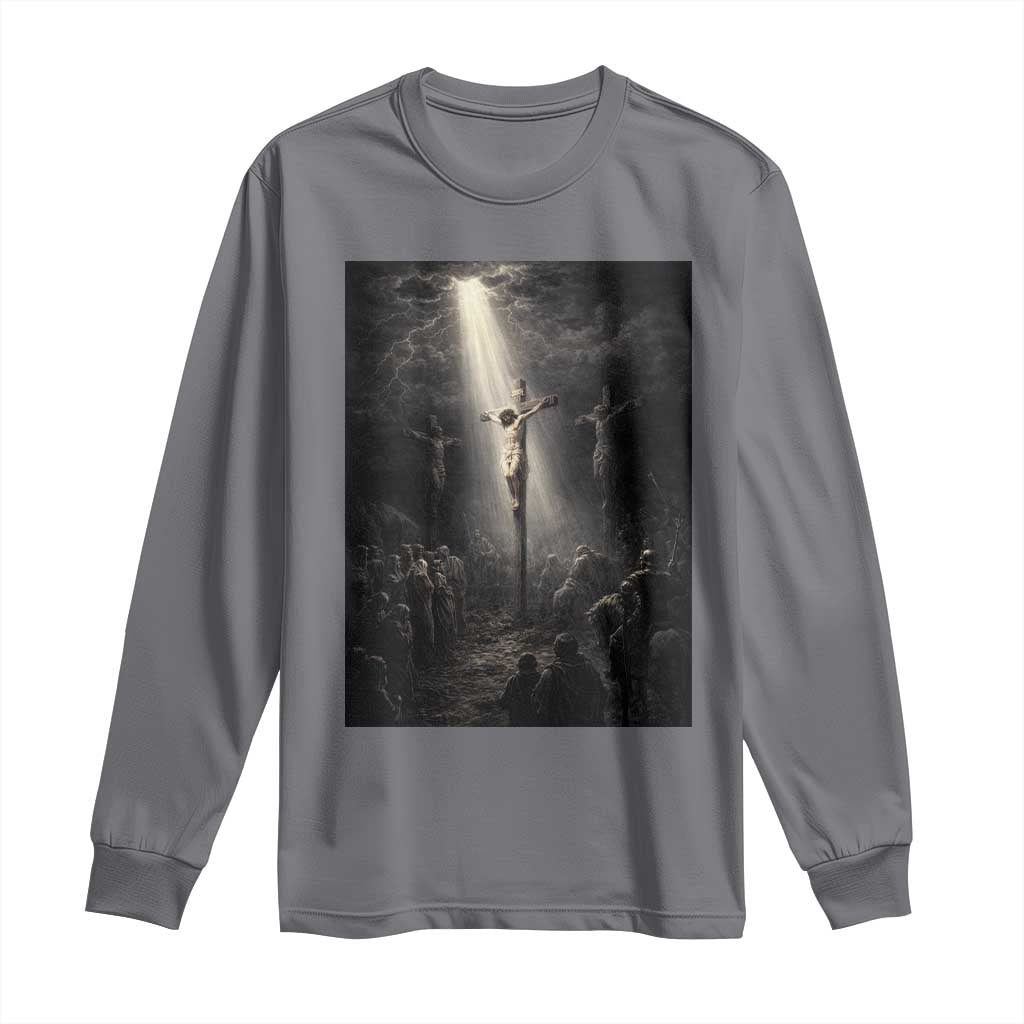 Jesus Christ Crucifixion Scene Religious Christian Easter Long Sleeve Shirt TS11 Charcoal Print Your Wear