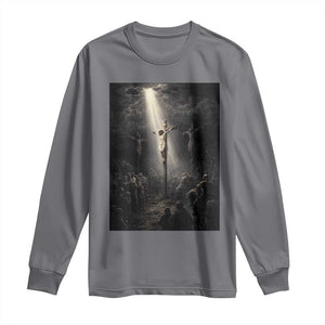 Jesus Christ Crucifixion Scene Religious Christian Easter Long Sleeve Shirt TS11 Charcoal Print Your Wear