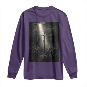 Jesus Christ Crucifixion Scene Religious Christian Easter Long Sleeve Shirt TS11 Purple Print Your Wear