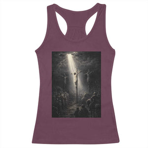Jesus Christ Crucifixion Scene Religious Christian Easter Racerback Tank Top TS11 Maroon Print Your Wear