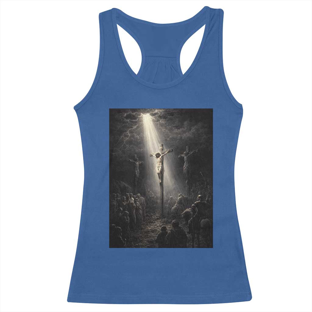 Jesus Christ Crucifixion Scene Religious Christian Easter Racerback Tank Top TS11 Royal Blue Print Your Wear