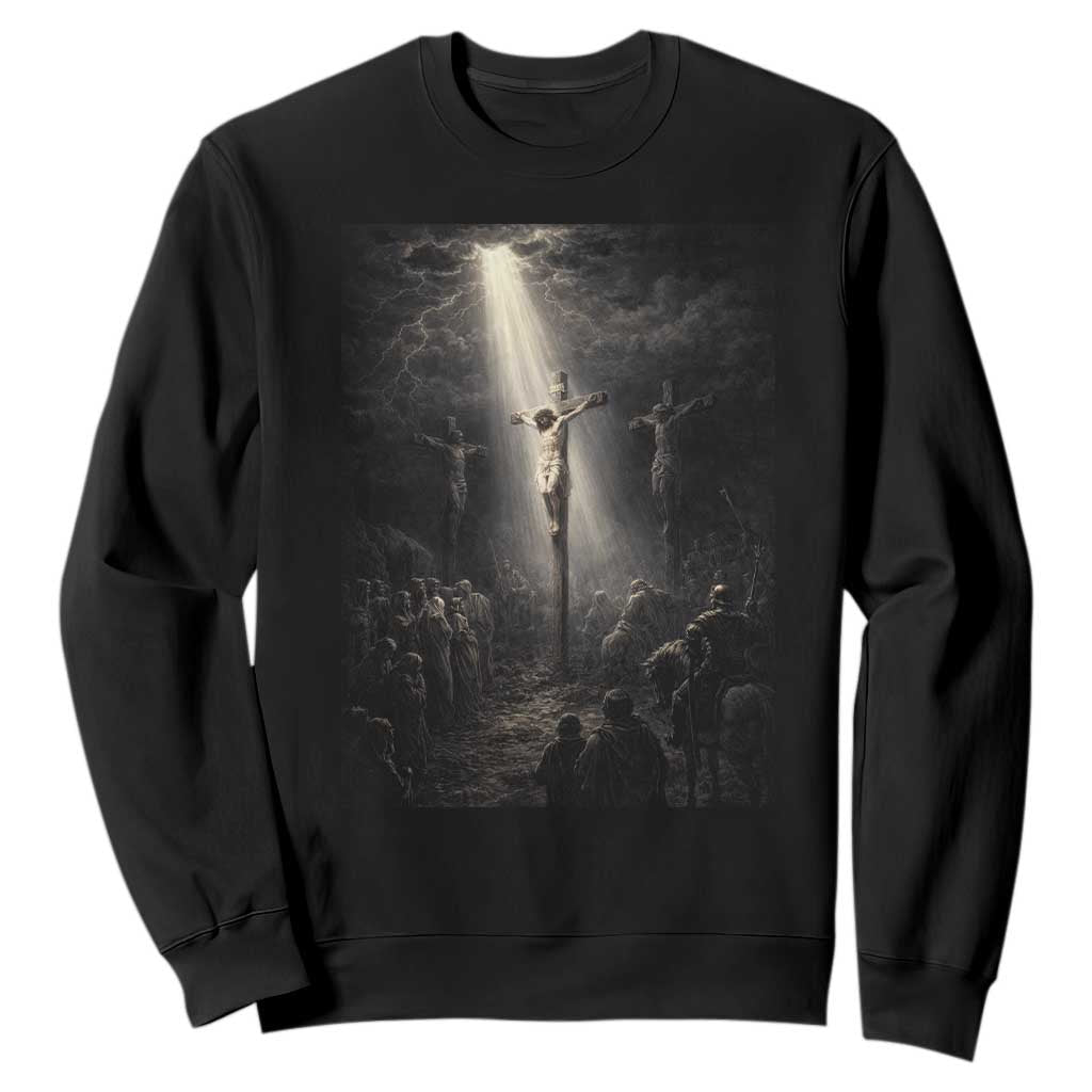 Jesus Christ Crucifixion Scene Religious Christian Easter Sweatshirt TS11 Black Print Your Wear