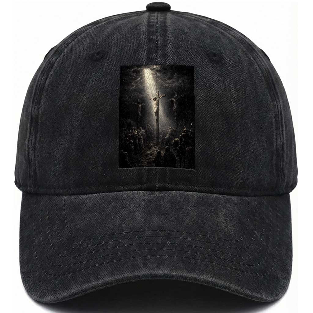 Jesus Christ Crucifixion Scene Religious Christian Easter Washed Cotton Baseball Cap TS11 Print Your Wear