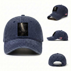 Jesus Christ Crucifixion Scene Religious Christian Easter Washed Cotton Baseball Cap TS11 Washed Cap Universal Fit Navy Print Your Wear